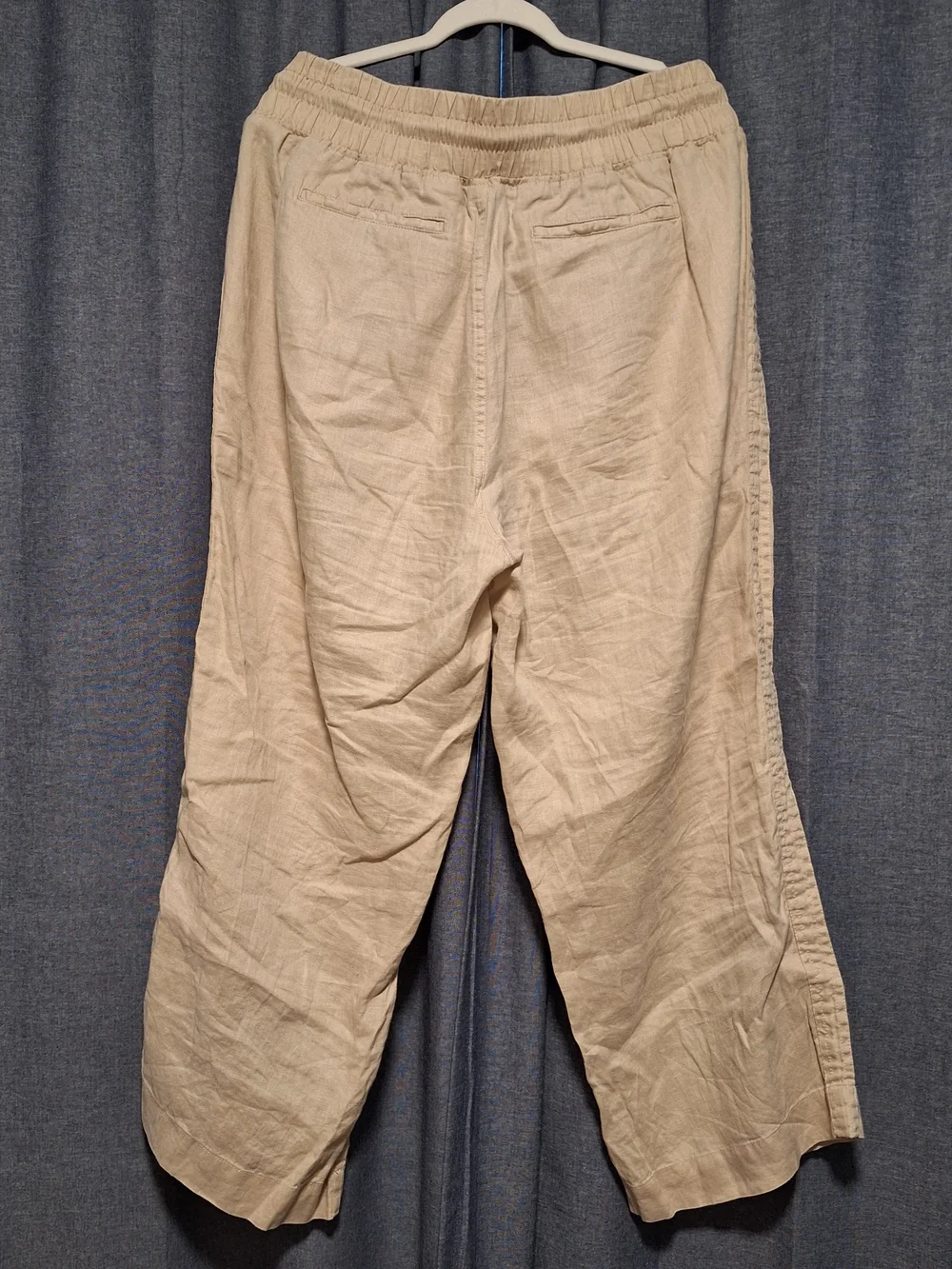 Quince Relaxed Drawstring 100% Linen Pants - Beige Size XL